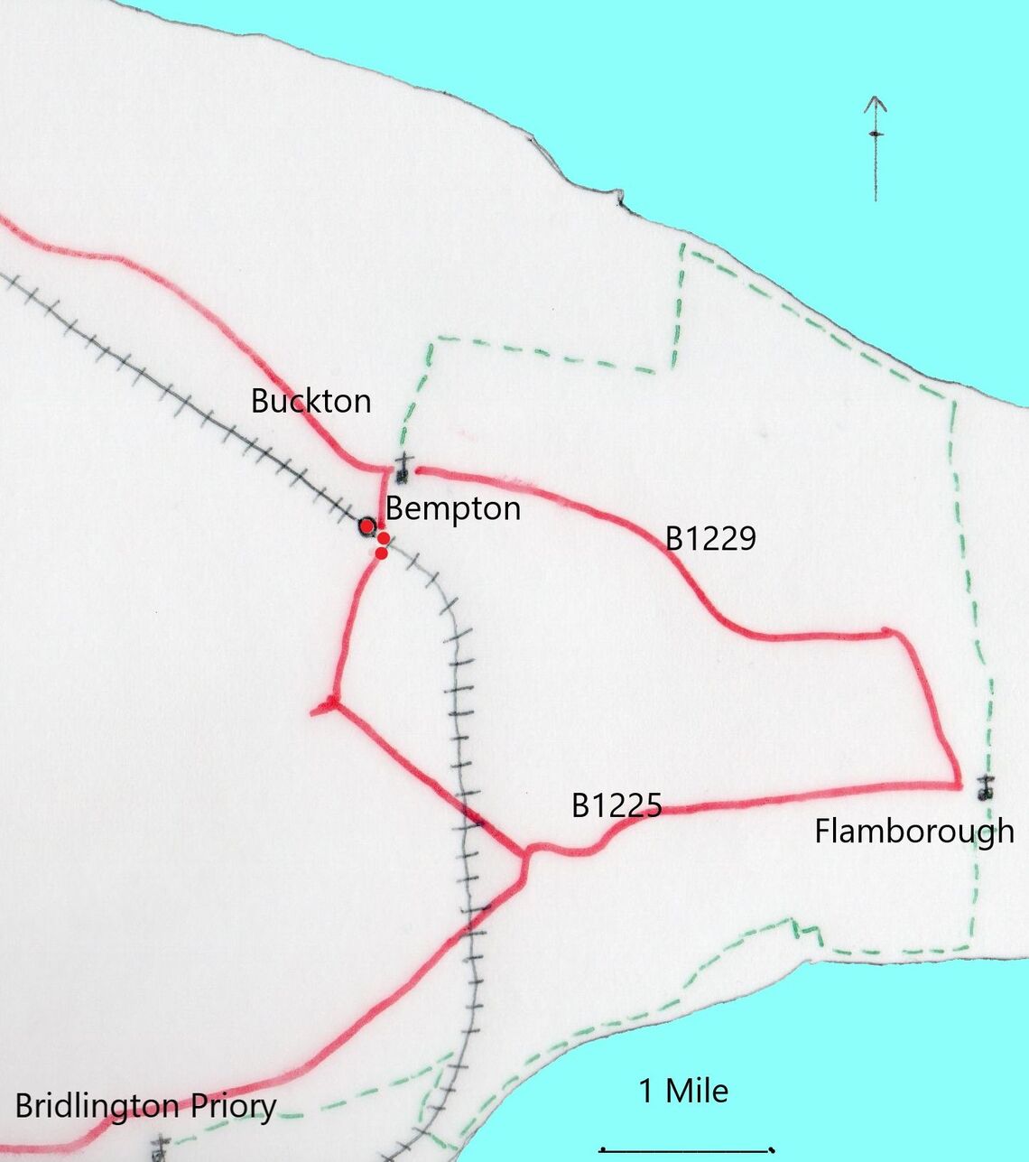 pilgrimage walk route map from Bridlington to Bempton Yorkshire
