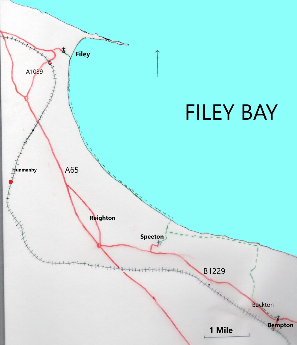 pilgrimage walk route map from Bempton to Filey Yorkshire