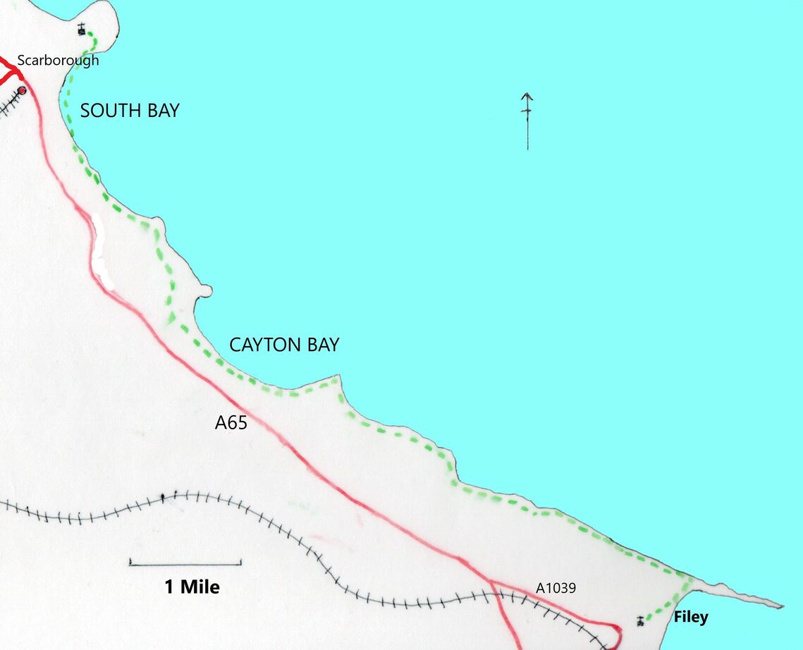 pilgrimage walk route map from Filey to Scarborough Yorkshire